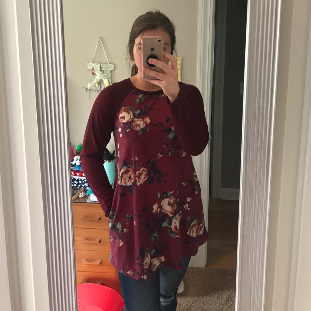 Floral baseball tee